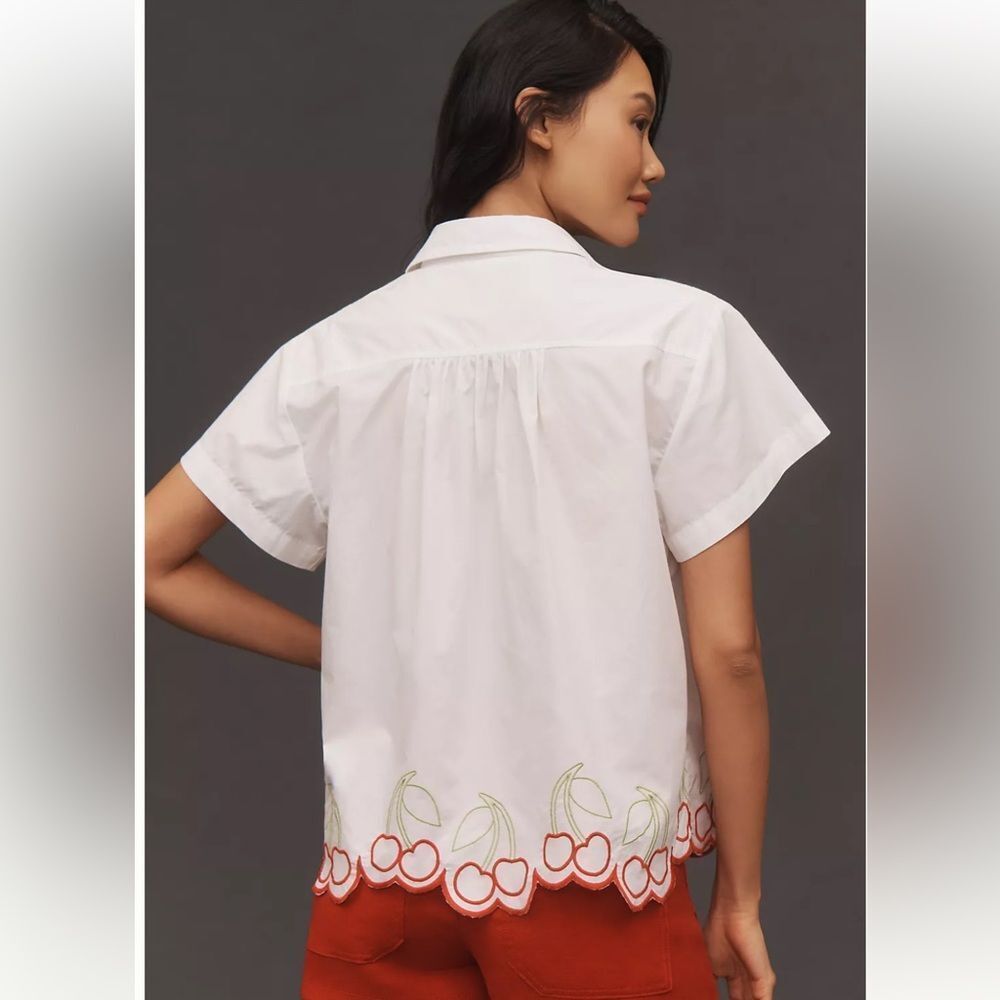 Anthropologie The Henrietta Buttondown Surf Shirt by Maeve: Cherry Edition - Picture 4 of 8